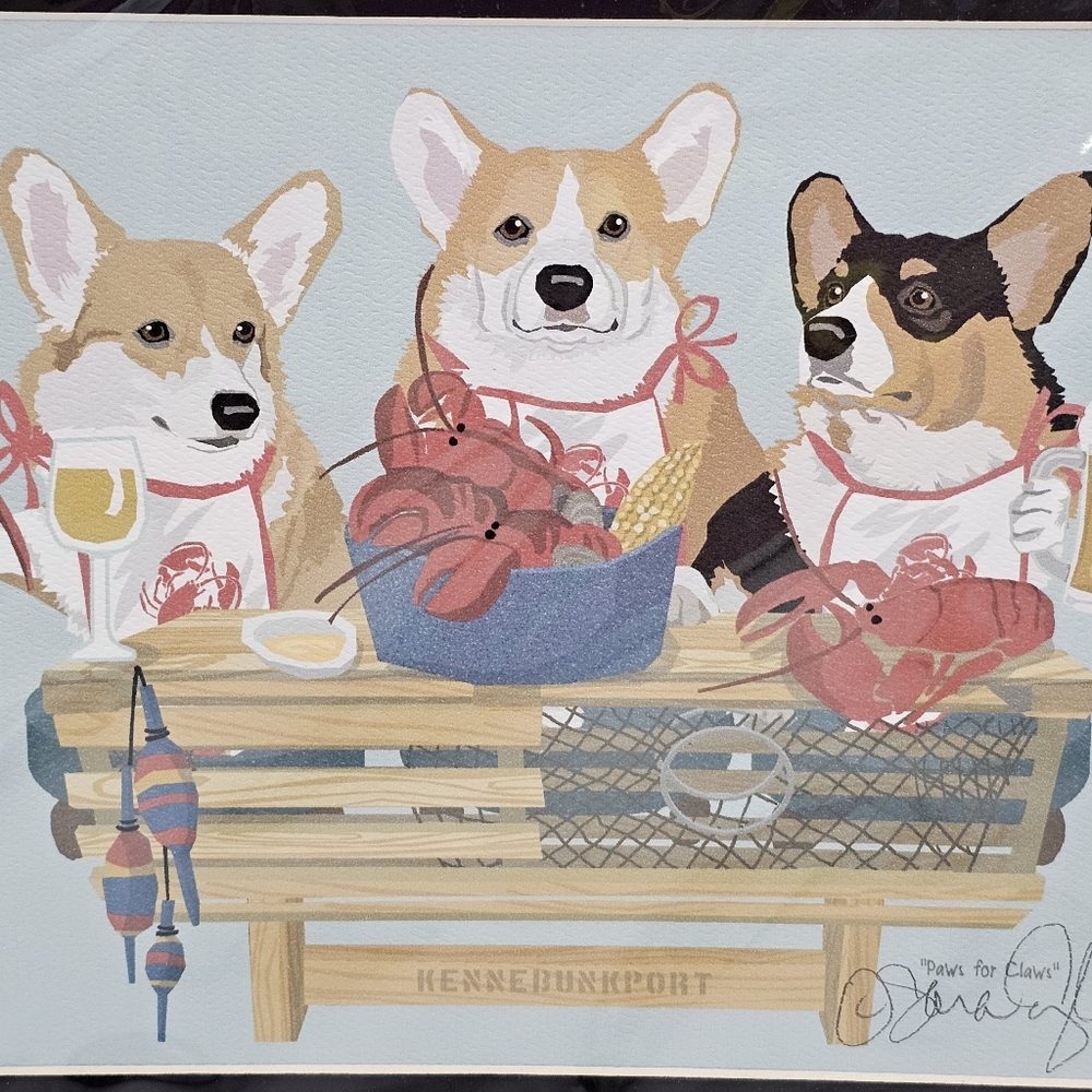 Sarah England Signed Corgi Kennebunkport Print w/ matte - Picture 2 of 4